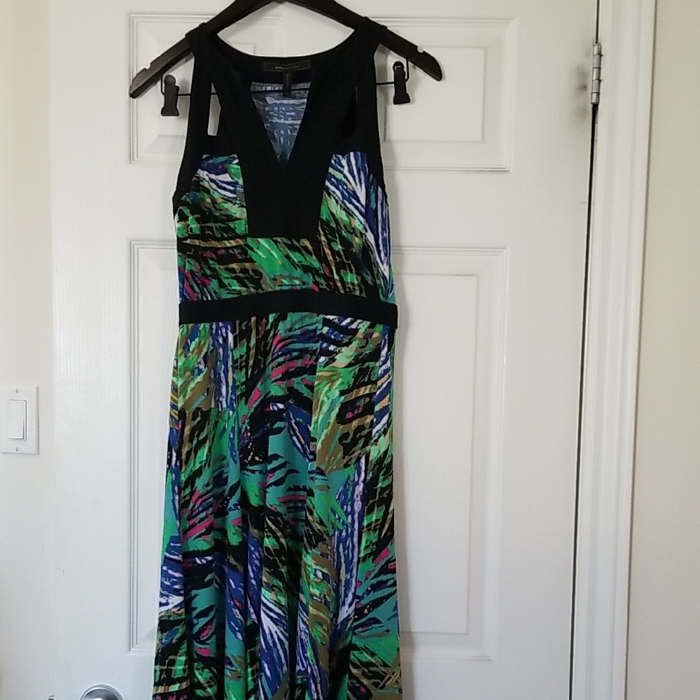 BCBG Black and Green Abstract Maxi Dress